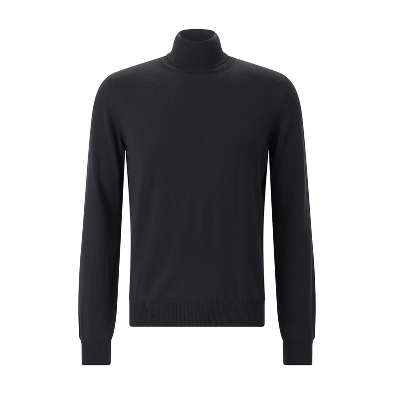 Rollkragenpullover aus Schurwolle 58 / Schwarz
