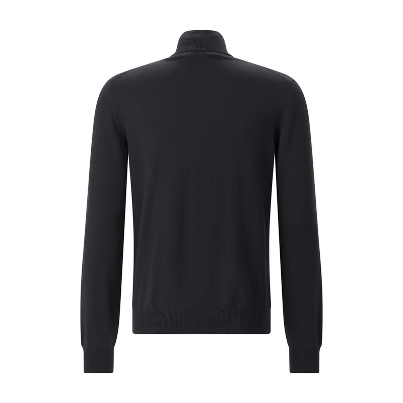 Rollkragenpullover aus Schurwolle 58 / Schwarz