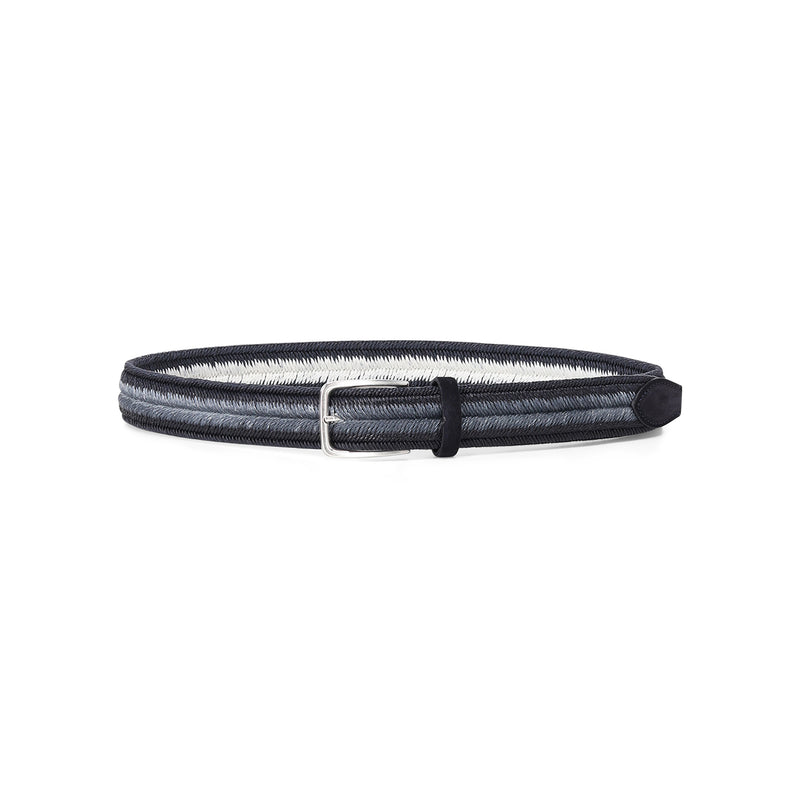 Gewebter Gürtel mit Leder 105 / Navy