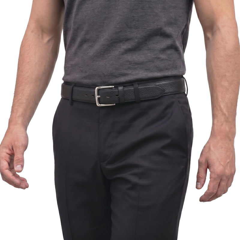 Gürtel Bison aus Leder 105 / Schwarz