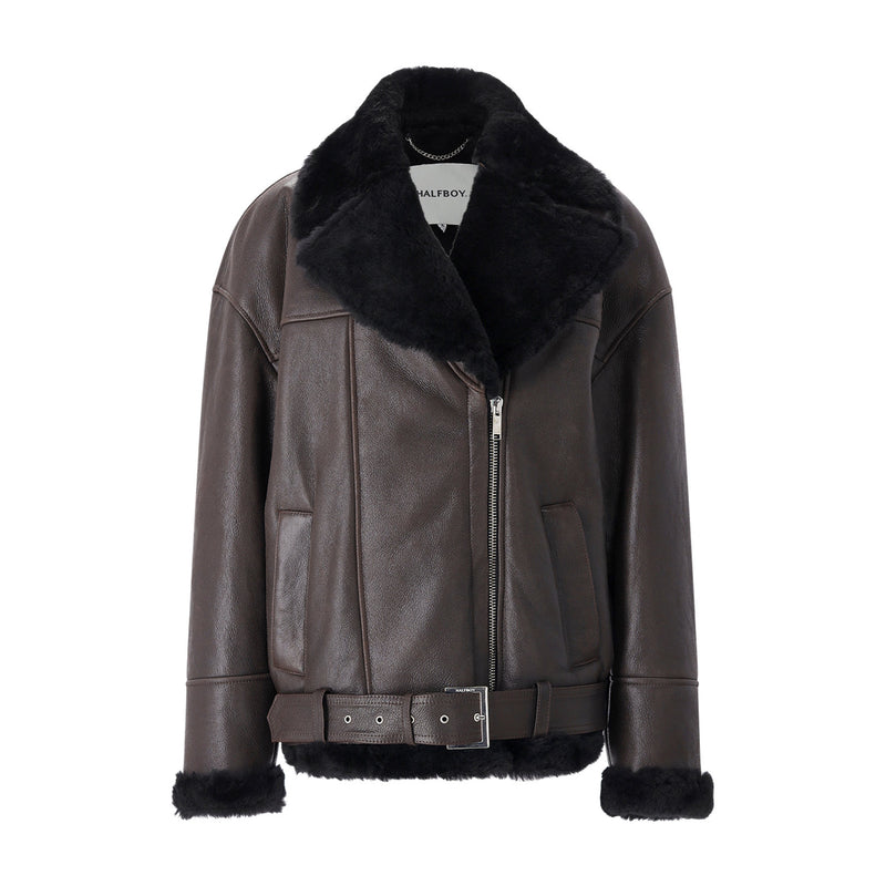 Halfboy Lederjacke mit Fell Damen