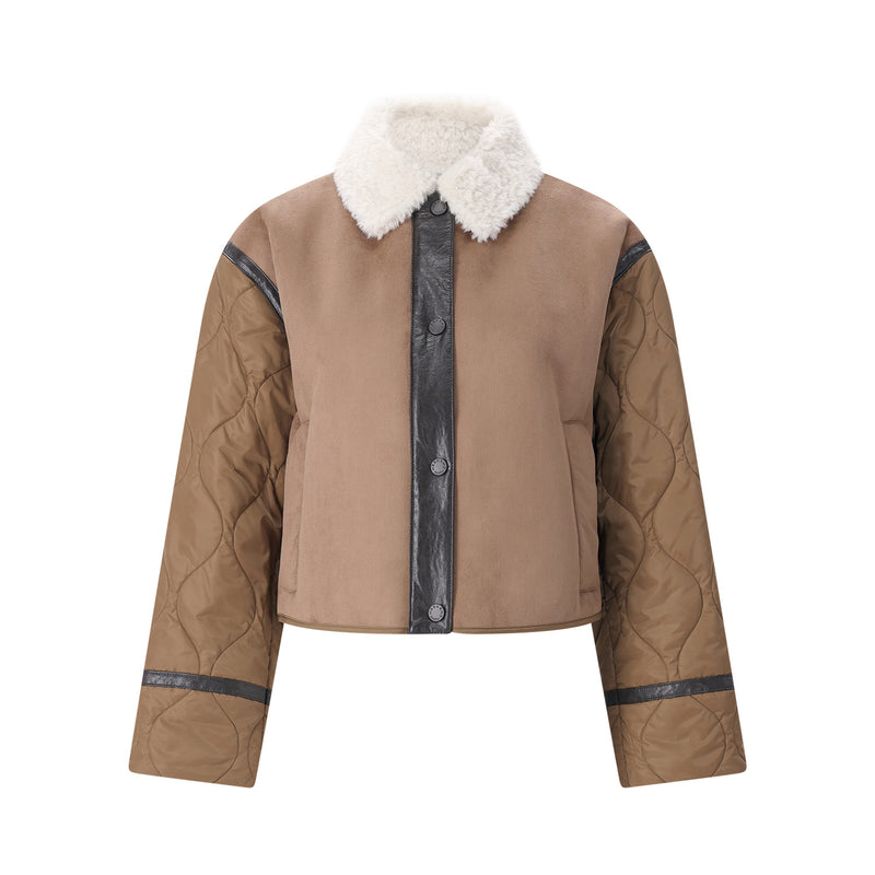 Jacke mit Wollkragen 42 / Hellbraun