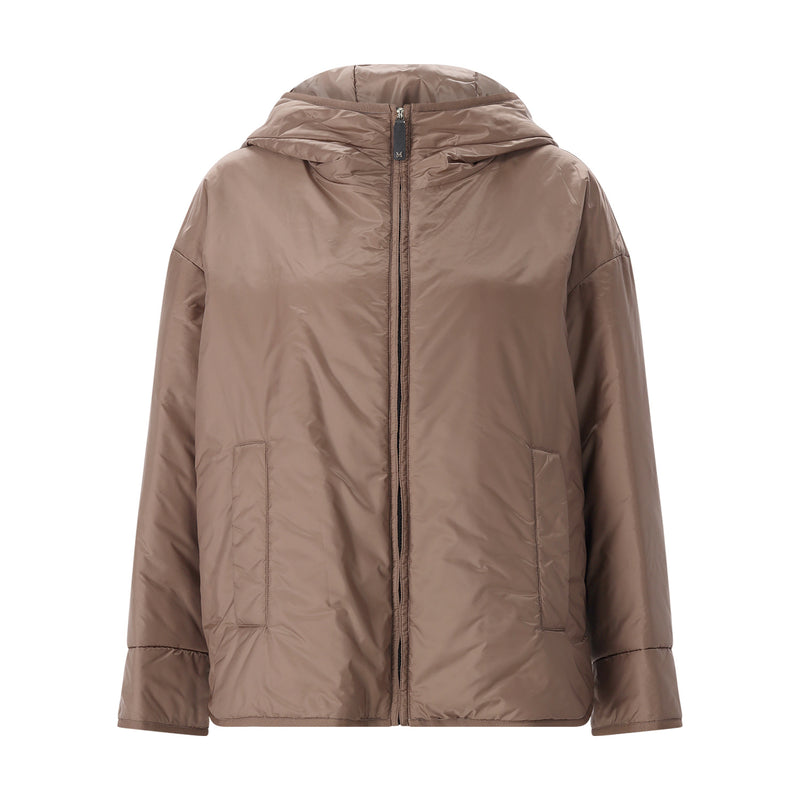Jacke mit-Woll-Seiden-Mix 44 / Braun