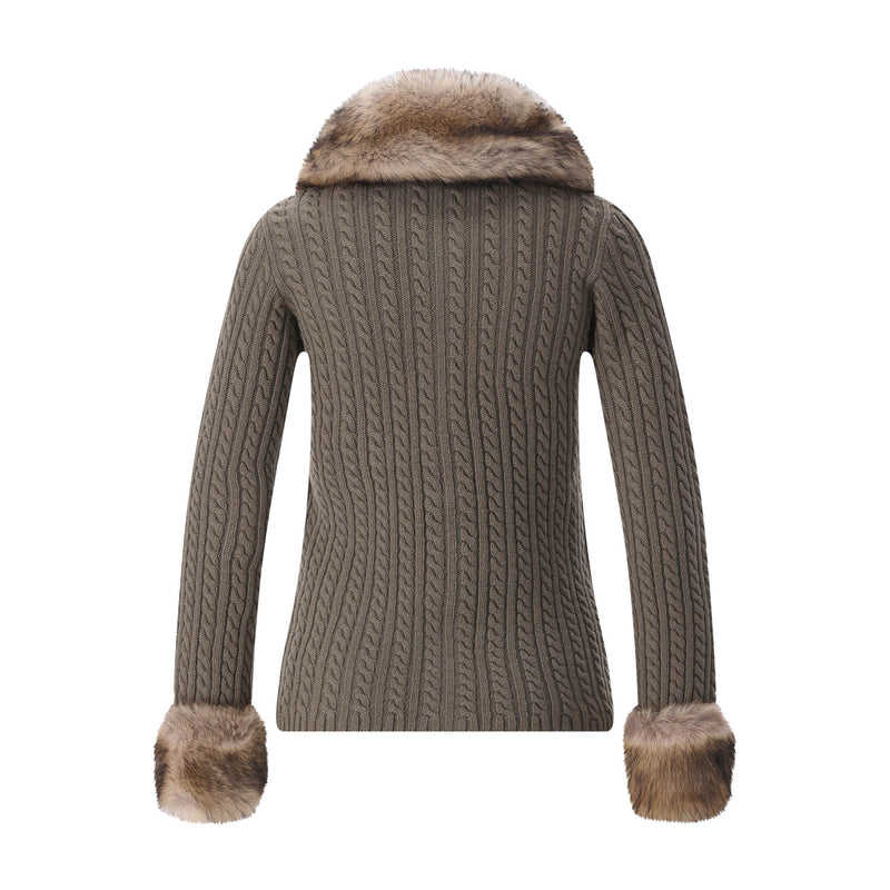 Saint Laurent Strickjacke aus Kaschmir & Kunstpelz Damen