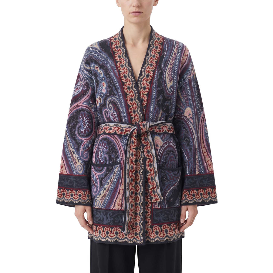 Etro Lange Strickjacke mit Gürtel Damen