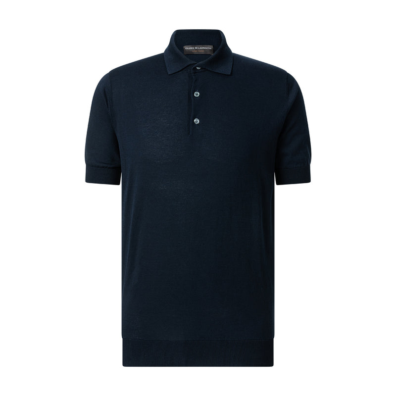 Poloshirt aus Crêpe-Baumwolle 56 / Navy