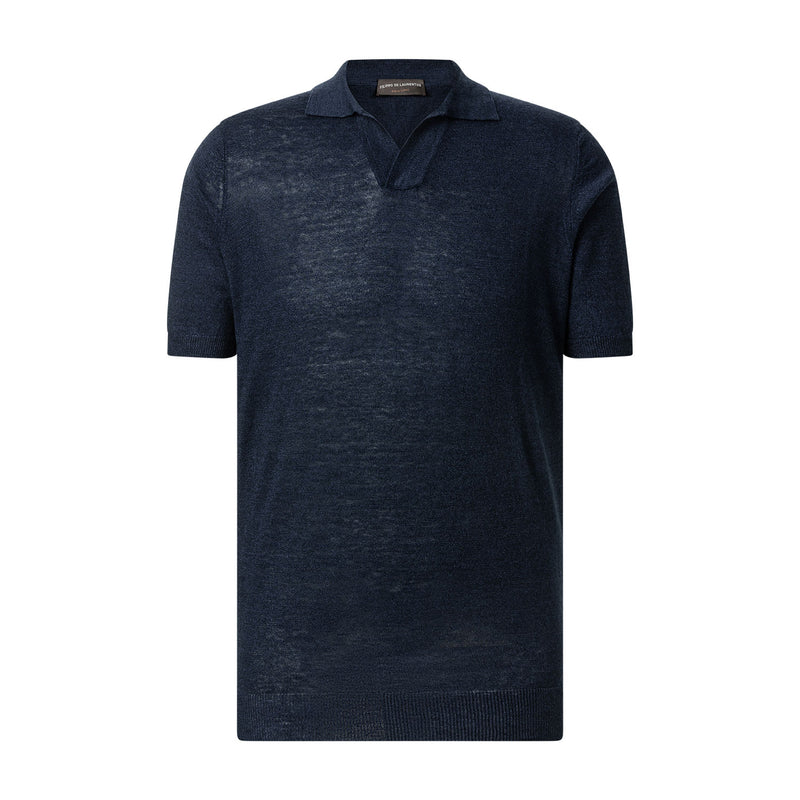 Poloshirt aus Baumwolle & Leinen 56 / Navy