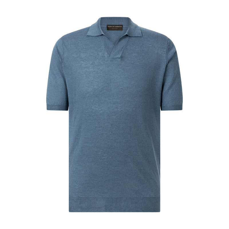 Poloshirt aus Baumwolle & Leinen 56 / Blau