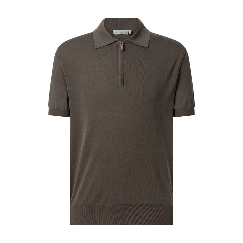 Poloshirt mit Reißverschluss 56 / Braun