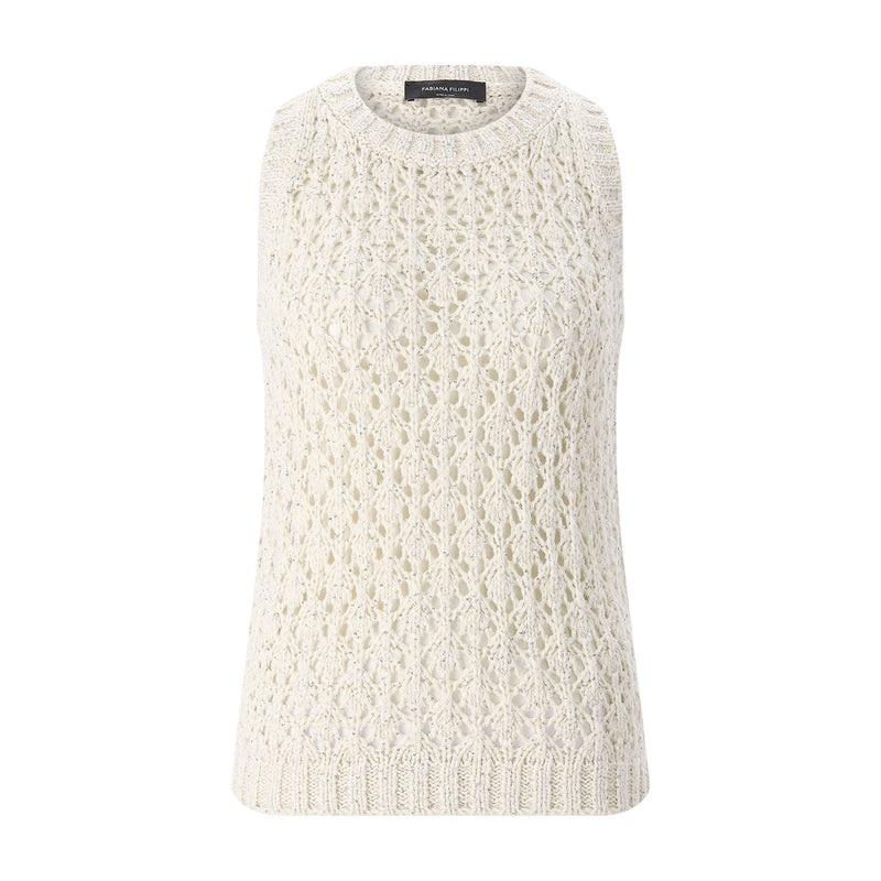 Top aus Baumwollmix 40 / Creme