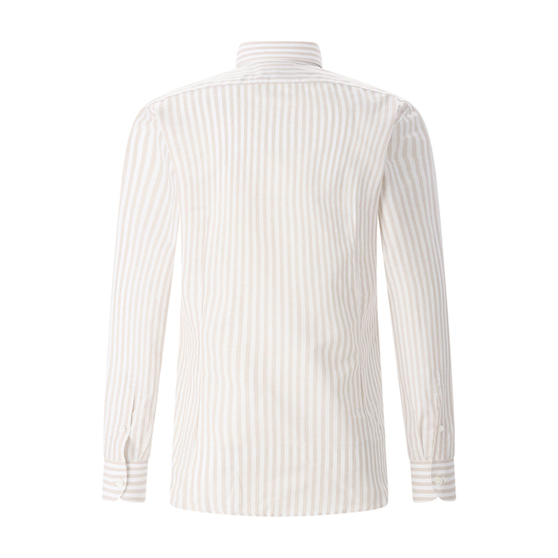 Gestreiftes Hemd aus Baumwolle & Leinen XXL / Beige