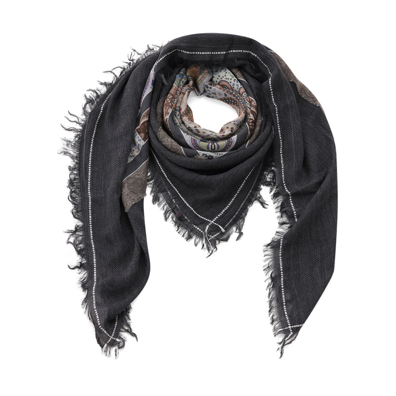 Tuch Ornamental Flow mit Seide One Size / Anthrazit