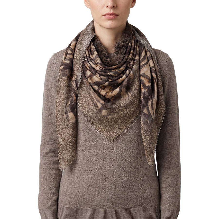 LOUIS BLACK Tuch Smoked Animal mit Fell Damen