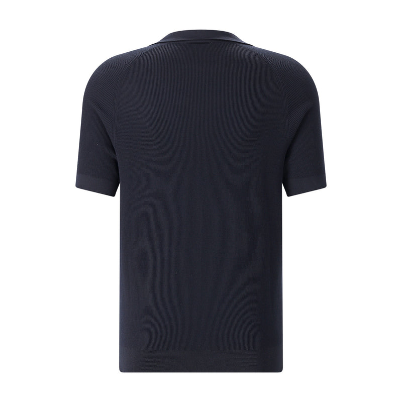 Gestricktes Poloshirt aus Baumwolle XXL / Navy