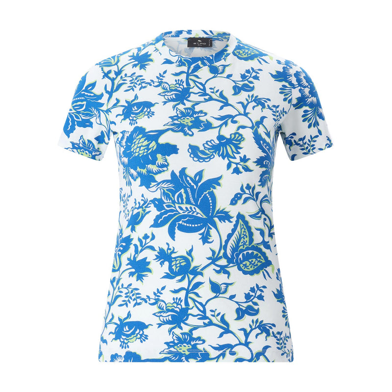 T-Shirt mit floralem Muster M / Blau