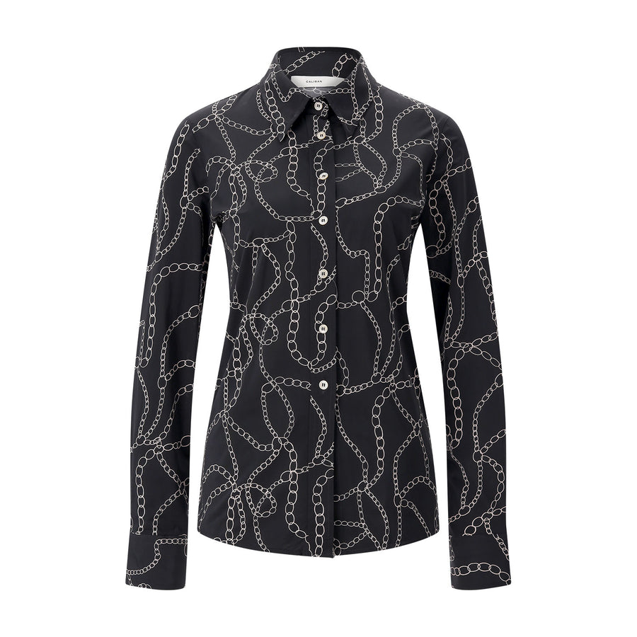 Hemdbluse mit Muster 44 / Schwarz