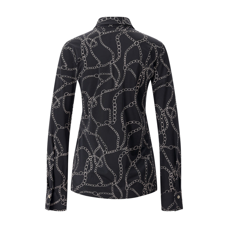 Hemdbluse mit Muster 44 / Schwarz