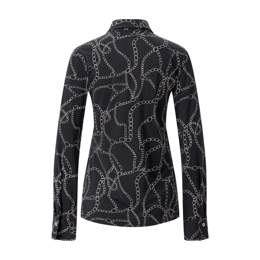 Hemdbluse mit Muster 44 / Schwarz