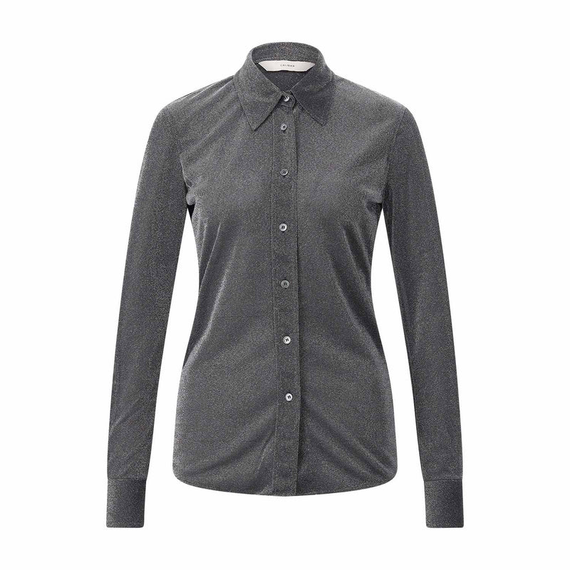 Glitzernde Hemdbluse 44 / Dunkelgrau