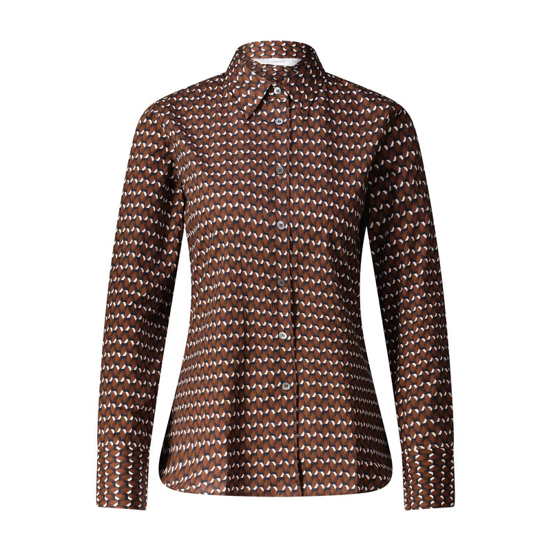 Slim-Fit Bluse mit Muster 44 / Braun