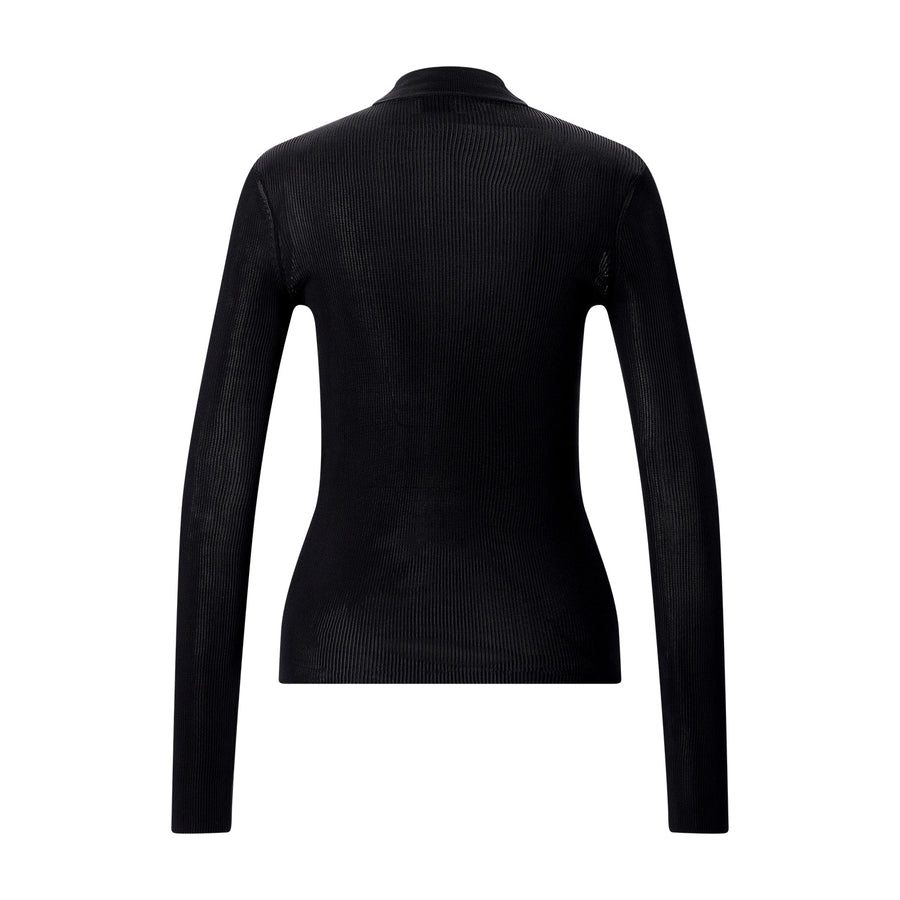 Gerippter Pullover aus Seide L / Schwarz