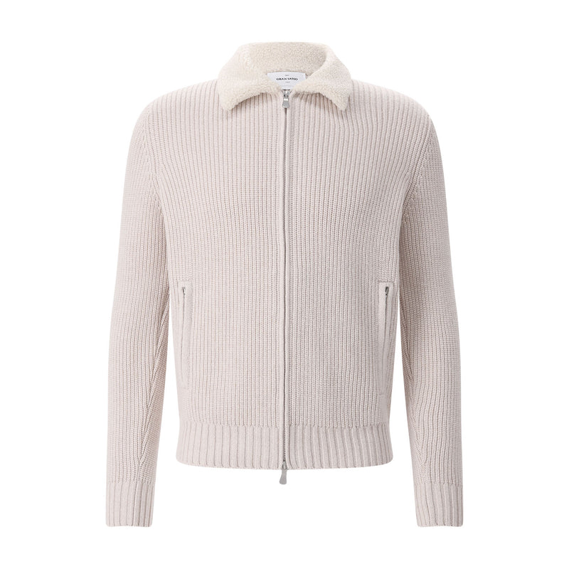 Strickjacke aus Schurwolle 58 / Beige