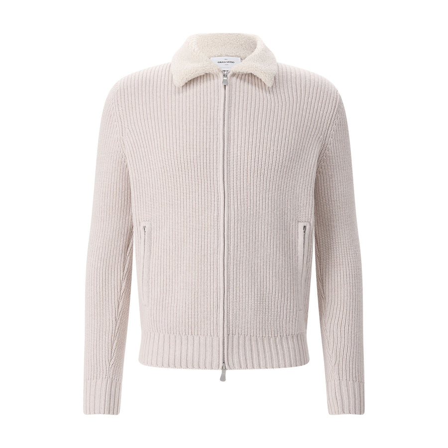 Strickjacke aus Schurwolle 58 / Beige