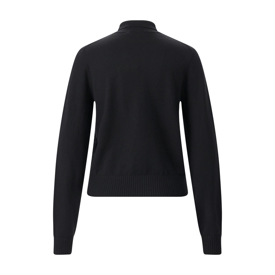 Pullover mit Spitze aus Wolle 42 / Schwarz