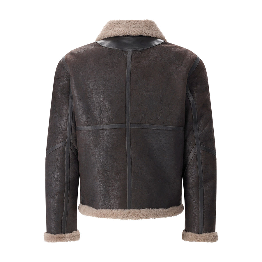 Jacke Winterbrook mit Leder XXL / Dunkelbraun