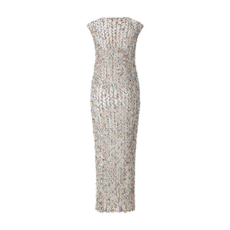 Sminfinity Langes Strickkleid mit Pailletten Damen