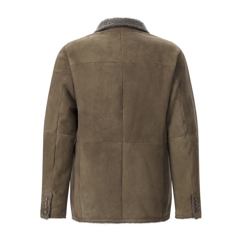 Jacke aus Leder XXL / Graugrün