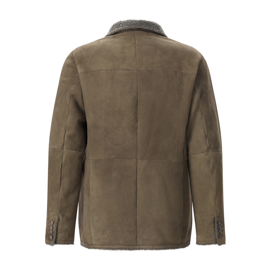 Jacke aus Leder XXL / Graugrün