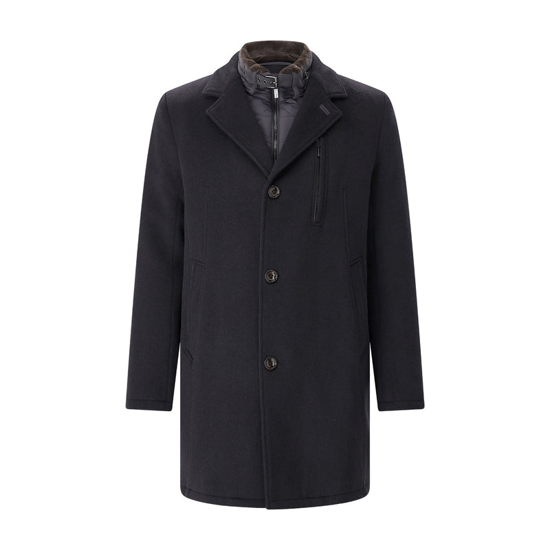 Mantel aus Schurwolle-Viskose-Mix 58 / Navy