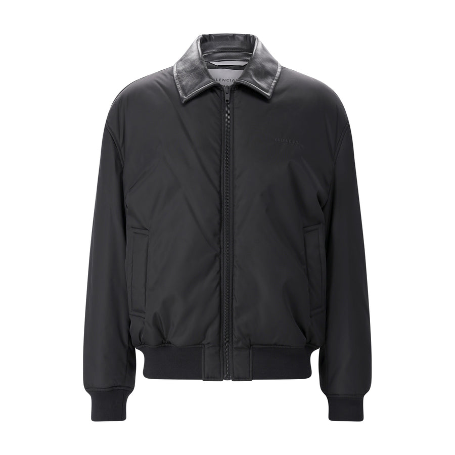 Jacke mit Lederkragen 54 / Schwarz