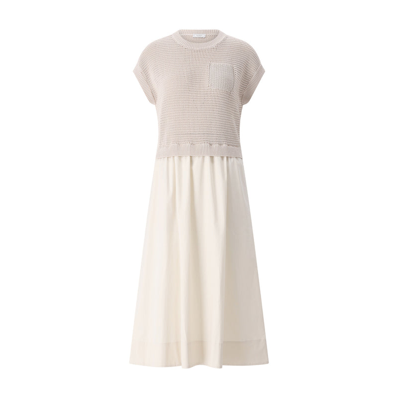 Midikleid im Material-Mix