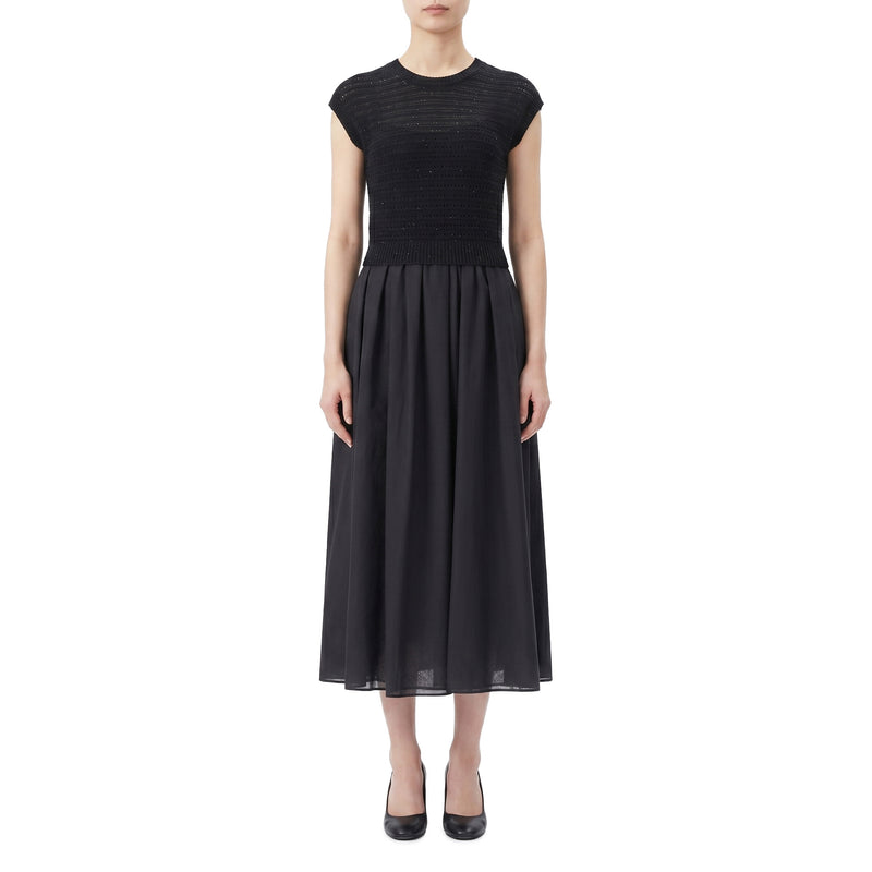Midikleid im Materialmix