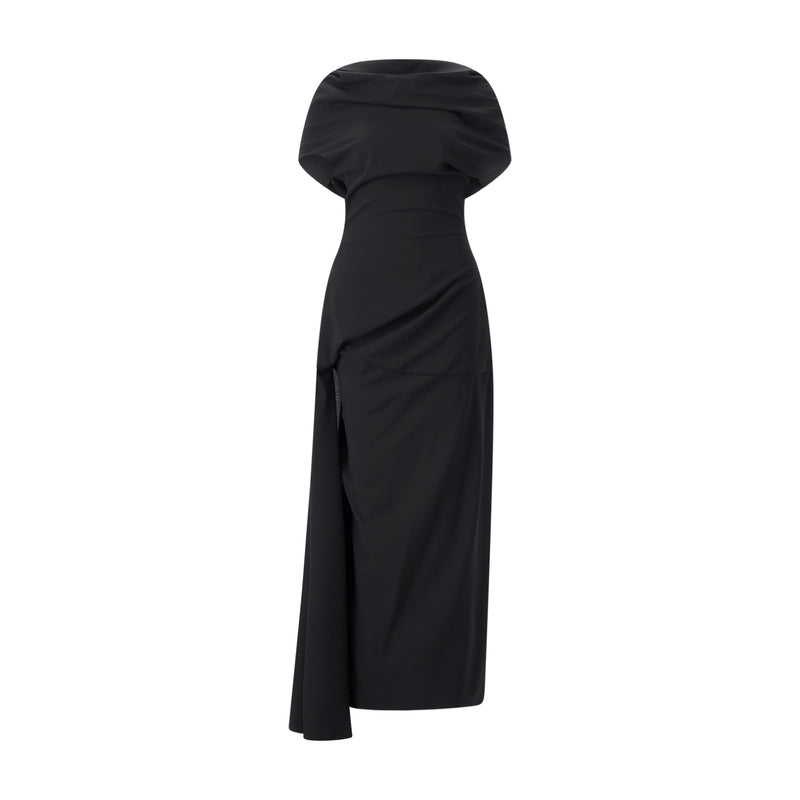 Maxikleid aus Wolle 40 / Schwarz