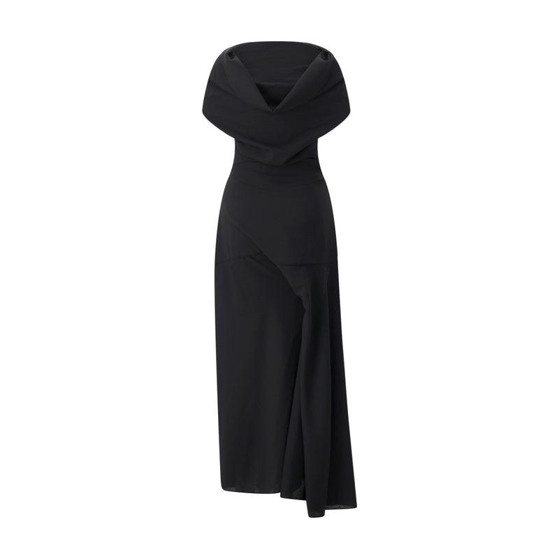Maxikleid aus Wolle 40 / Schwarz
