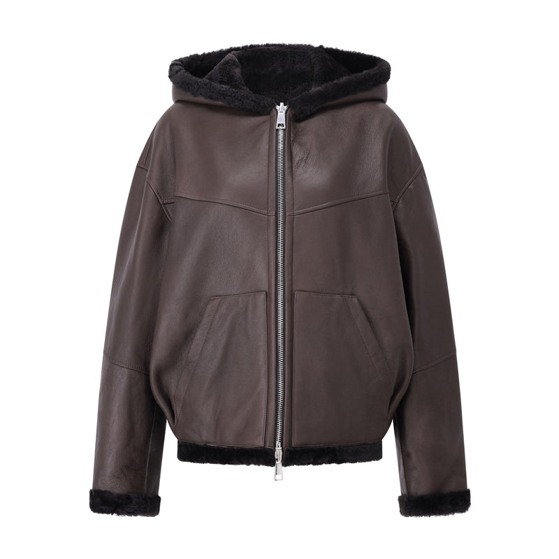 Halfboy Wendejacke mit Kapuze aus Leder Damen