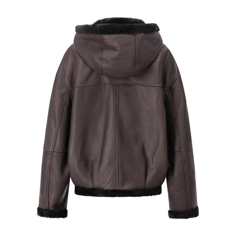 Halfboy Wendejacke mit Kapuze aus Leder Damen