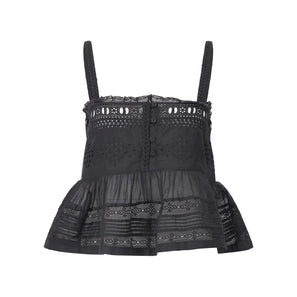 Crop-Top mit Stickerei 36 / Schwarz