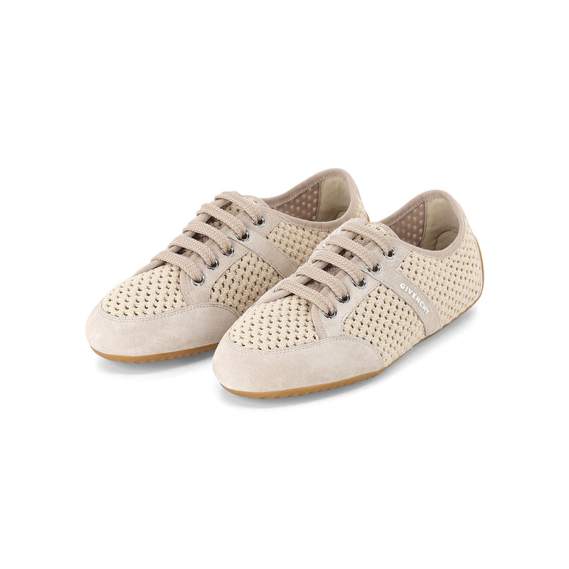 Sneaker aus Mesh & Veloursleder 41 / Beige