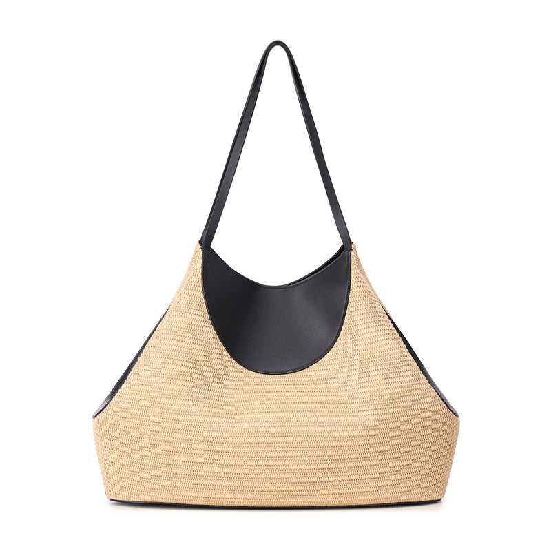 Shopper aus Raffia und Leder