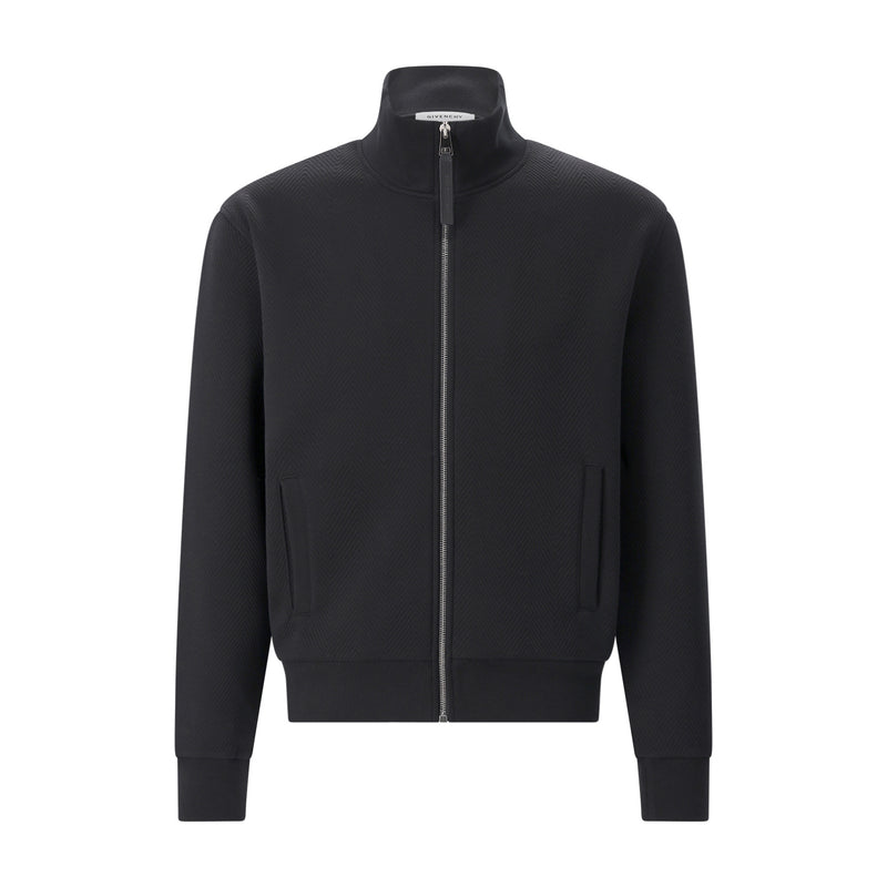 Sweatjacke mit Fischgrätenmuster 3XL / Schwarz