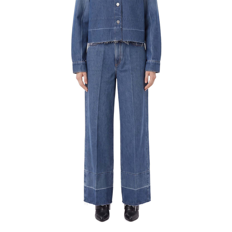 Wide-Leg Jeans mit Fransen