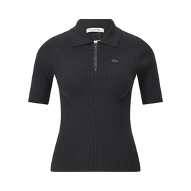 Geripptes Poloshirt 44 / Schwarz