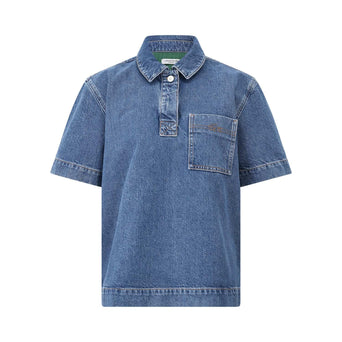 Denim Poloshirt aus Baumwolle 42 / Blau