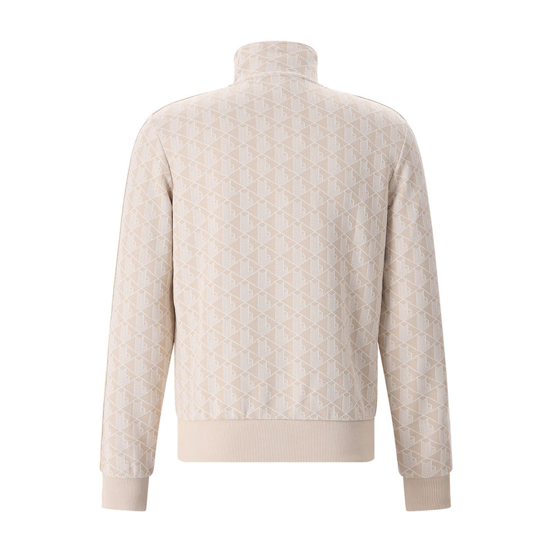 Sweatjacke mit Jacquard-Monogramm und Logo-Detail XXL / Beige