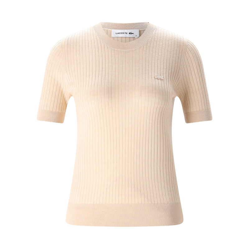 Geripptes T-Shirt 42 / Beige