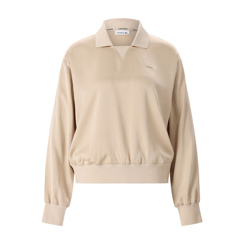 Lacoste Langarmshirt mit Kragen aus Satin Damen